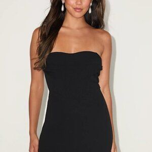 Lulu's Dramatic Intent Black Strapless Corset Bodycon Mini Dress